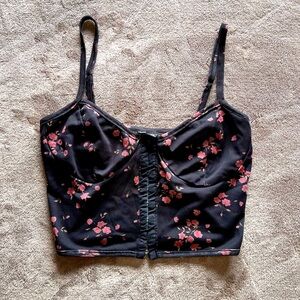 G Cherry Blossom Corset Front Clasp Crop Tank Top Vintage Women’s Sz S EUC